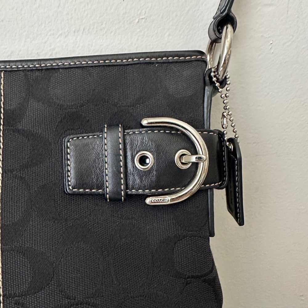 COACH Signature Restored Small duffle Purse Handbag Y2K Leather and canvas Black - Picture 3 of 11